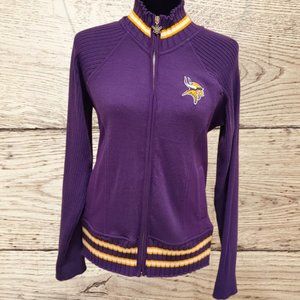 Vikings Front Zip Sweater Purple and Gold Small